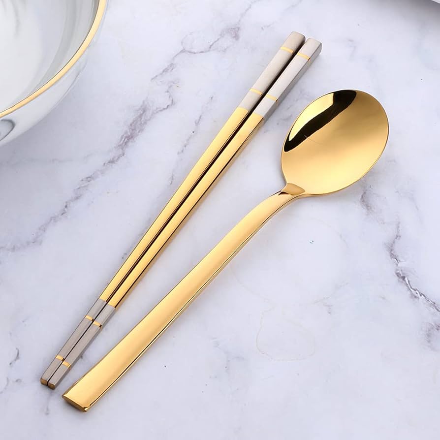 Amazon｜箸 スプーン セット 韓国風 ステンレス箸 ディナー